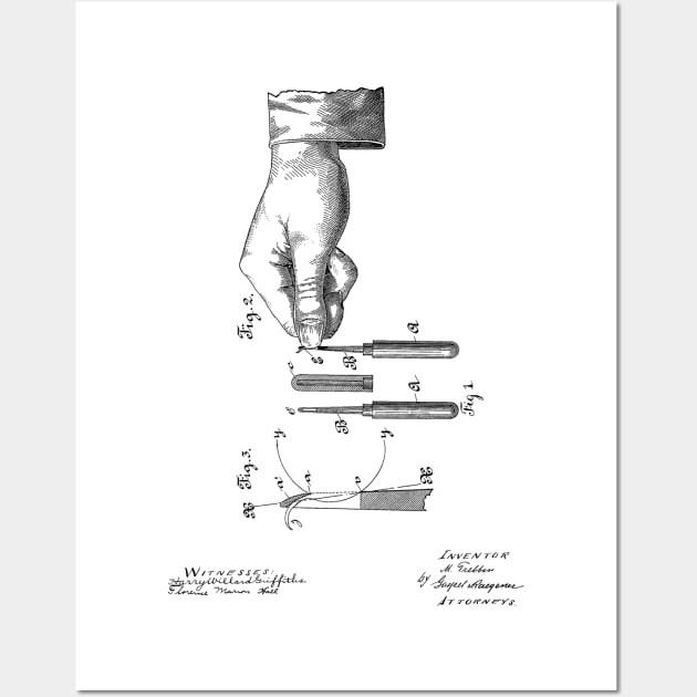 Nail Trimmer Vintage Patent Hand Drawing Wall Art by TheYoungDesigns